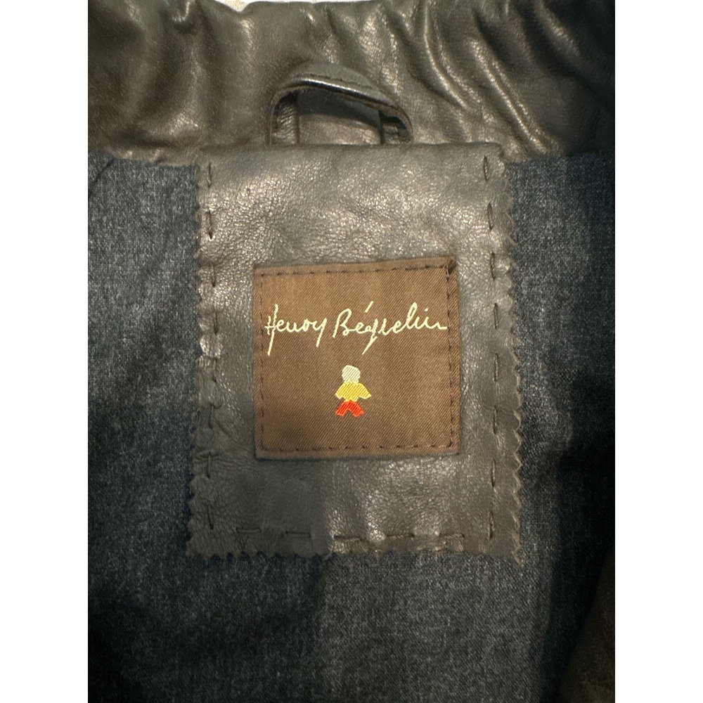 Henry Beguelin | Vintage Handmade Italian Leather Blazer Coat Brown Men's M/L - Picture 15 of 16
